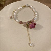 Eternal Flowers Natural Pearl Bracelet And Earrings